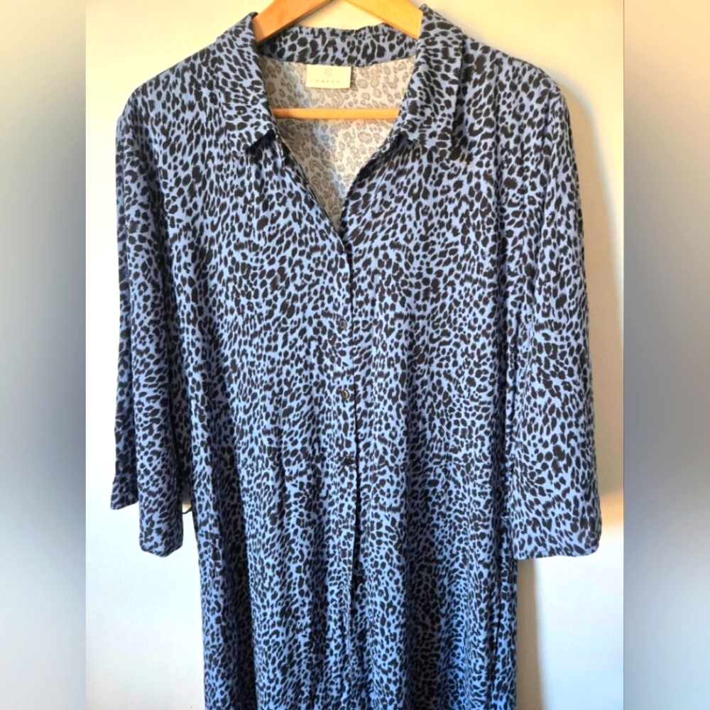 KAFFE Leopard Print Maxi Viscose Shirt Dress